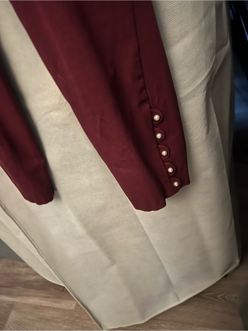 Isaac Mizrahi Wine Cropped Pants with Pearl Button Detail